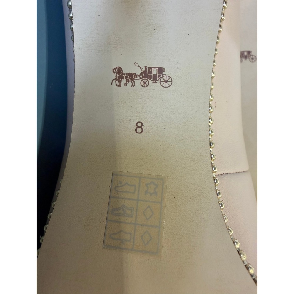 Coach Samantha Bead Chain Pointed Toe Pumps Beechwood Leather Nude Heels Size 8 - Picture 7 of 9